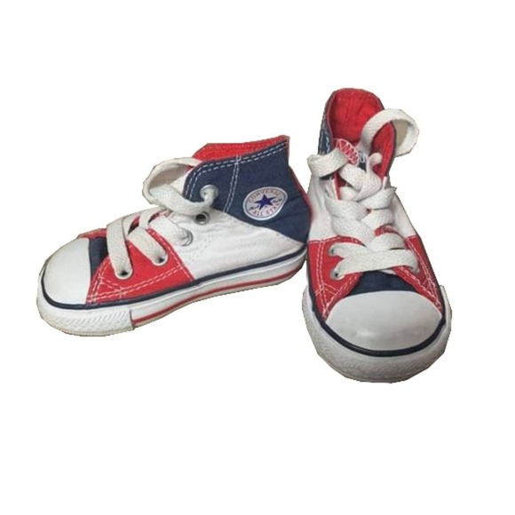 Vintage CONVERSE Kids Red/White And Blue Hightop Shoes Size